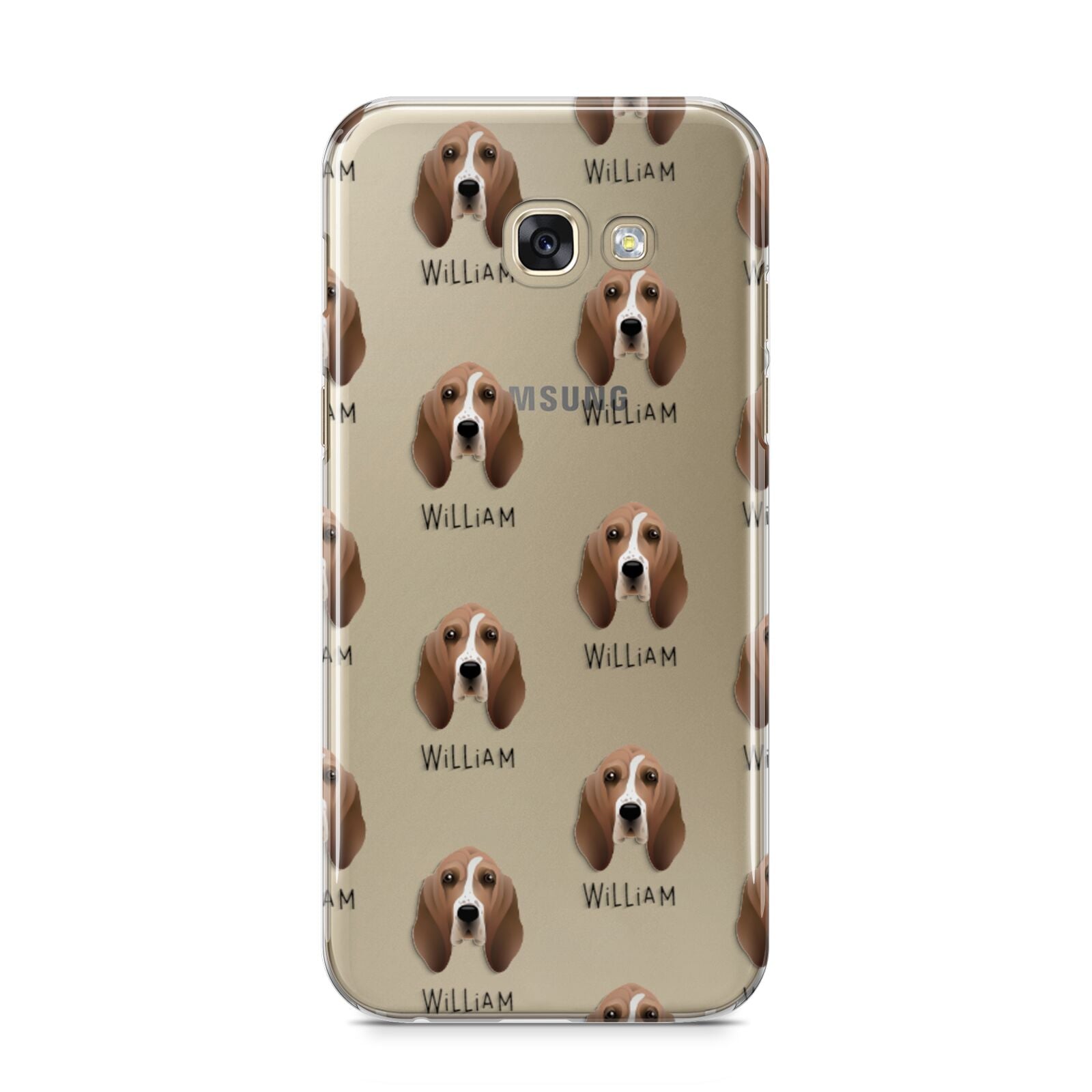 Basset Hound Icon with Name Samsung Galaxy A5 2017 Case on gold phone