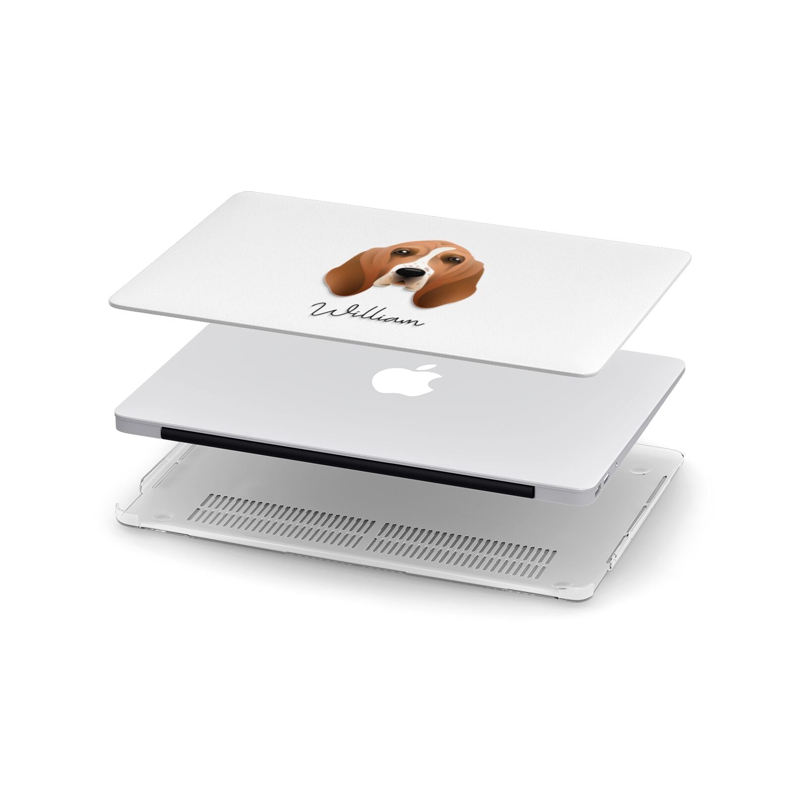 Basset Hound Personalised Apple MacBook Case in Detail