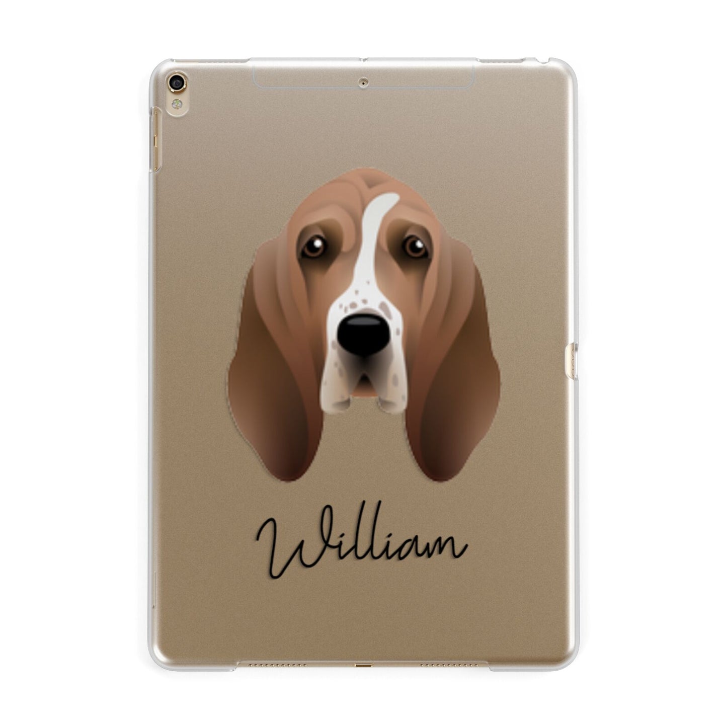 Basset Hound Personalised Apple iPad Gold Case