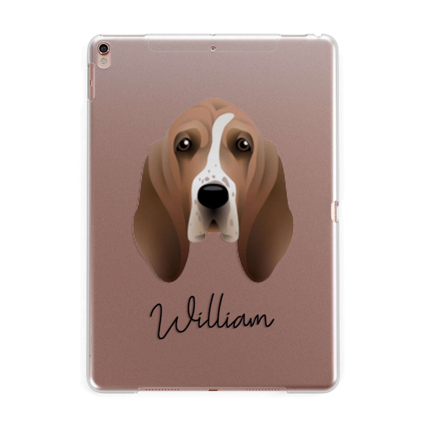 Basset Hound Personalised Apple iPad Rose Gold Case