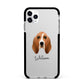 Basset Hound Personalised Apple iPhone 11 Pro Max in Silver with Black Impact Case