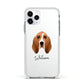 Basset Hound Personalised Apple iPhone 11 Pro in Silver with White Impact Case