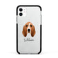 Basset Hound Personalised Apple iPhone 11 in White with Black Impact Case
