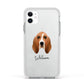 Basset Hound Personalised Apple iPhone 11 in White with White Impact Case