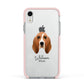 Basset Hound Personalised Apple iPhone XR Impact Case Pink Edge on Silver Phone