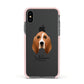 Basset Hound Personalised Apple iPhone Xs Impact Case Pink Edge on Black Phone