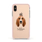 Basset Hound Personalised Apple iPhone Xs Impact Case Pink Edge on Gold Phone