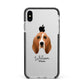 Basset Hound Personalised Apple iPhone Xs Max Impact Case Black Edge on Silver Phone