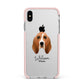 Basset Hound Personalised Apple iPhone Xs Max Impact Case Pink Edge on Silver Phone