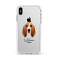 Basset Hound Personalised Apple iPhone Xs Max Impact Case White Edge on Silver Phone