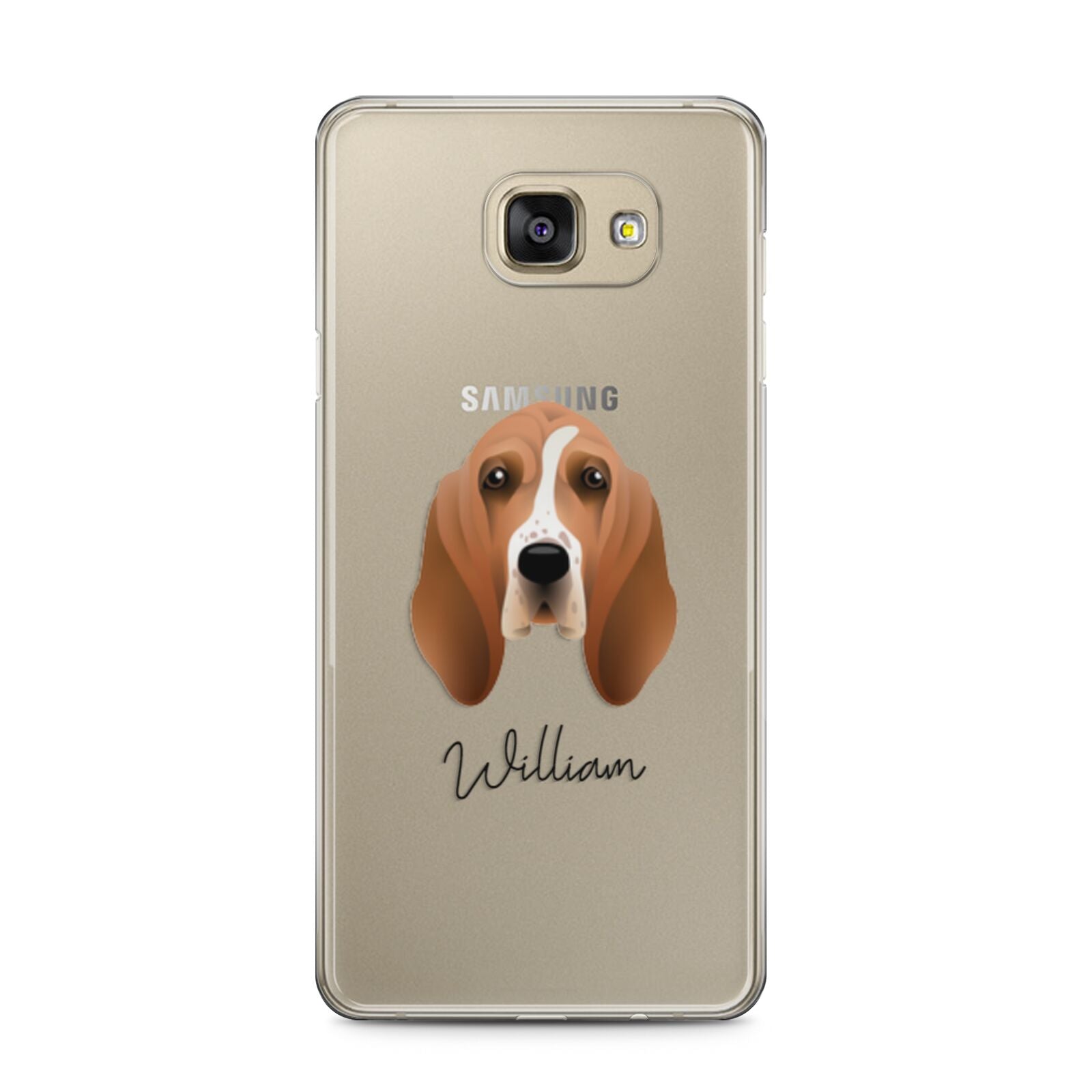 Basset Hound Personalised Samsung Galaxy A5 2016 Case on gold phone