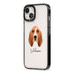 Basset Hound Personalised iPhone 13 Black Impact Case Side Angle on Silver phone