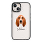 Basset Hound Personalised iPhone 13 Black Impact Case on Silver phone