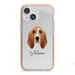 Basset Hound Personalised iPhone 13 Mini TPU Impact Case with Pink Edges