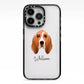 Basset Hound Personalised iPhone 13 Pro Black Impact Case on Silver phone