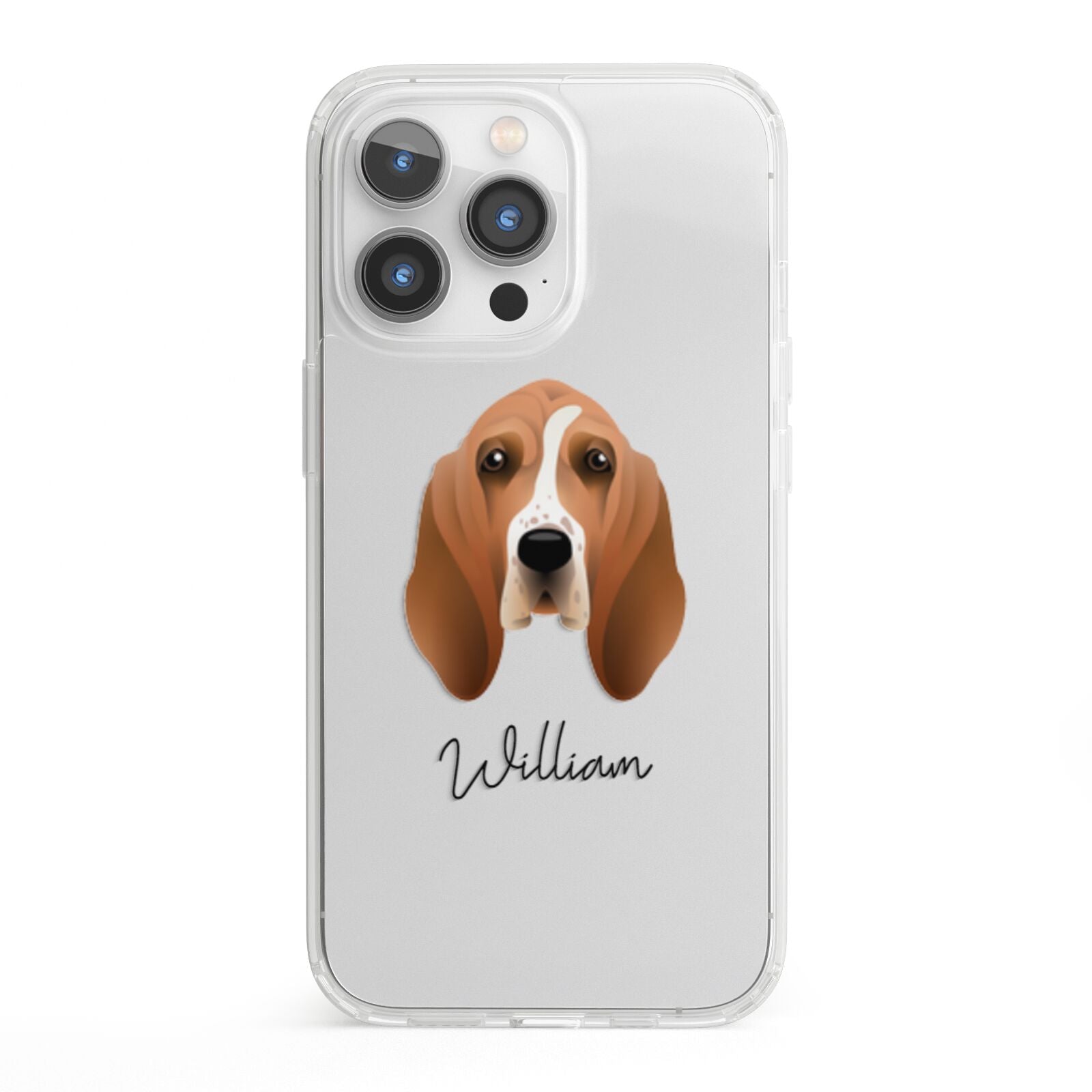 Basset Hound Personalised iPhone 13 Pro Clear Bumper Case