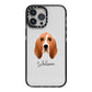 Basset Hound Personalised iPhone 13 Pro Max Black Impact Case on Silver phone