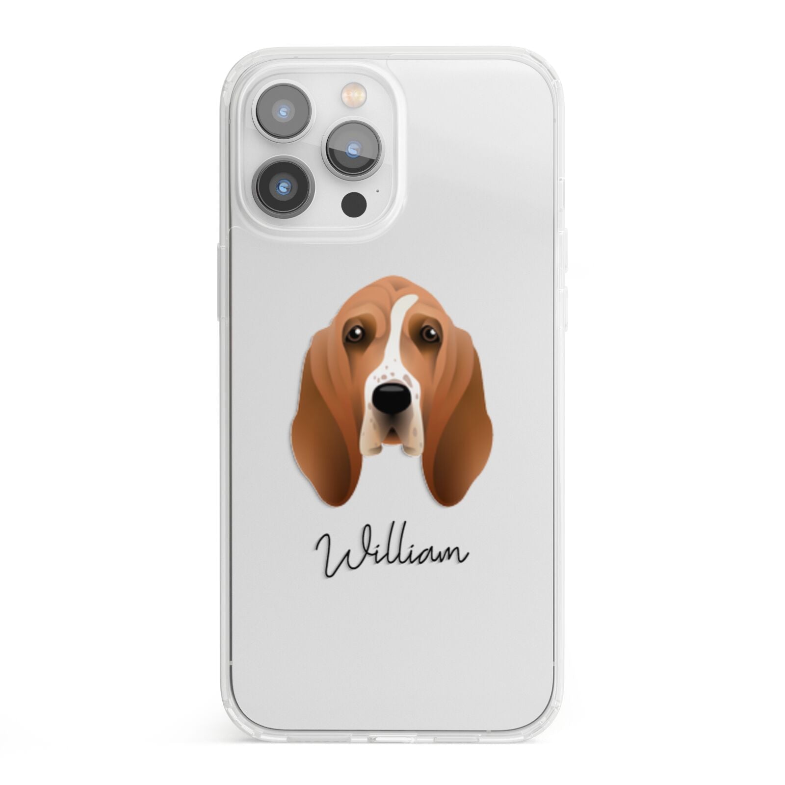 Basset Hound Personalised iPhone 13 Pro Max Clear Bumper Case