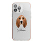 Basset Hound Personalised iPhone 13 Pro Max TPU Impact Case with Pink Edges