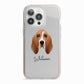 Basset Hound Personalised iPhone 13 Pro TPU Impact Case with Pink Edges