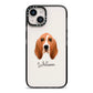 Basset Hound Personalised iPhone 14 Black Impact Case on Silver phone