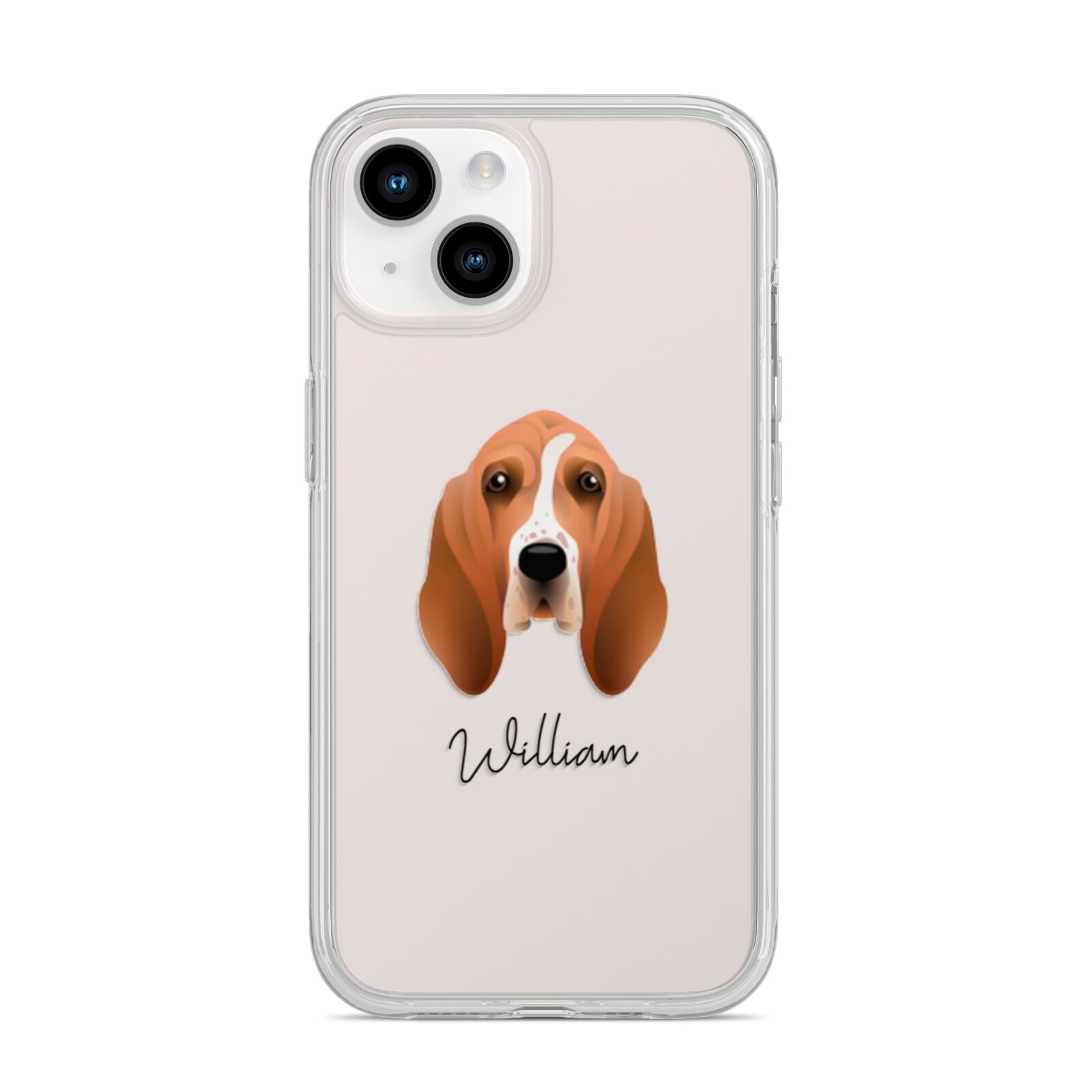 Basset Hound Personalised iPhone 14 Clear Tough Case Starlight