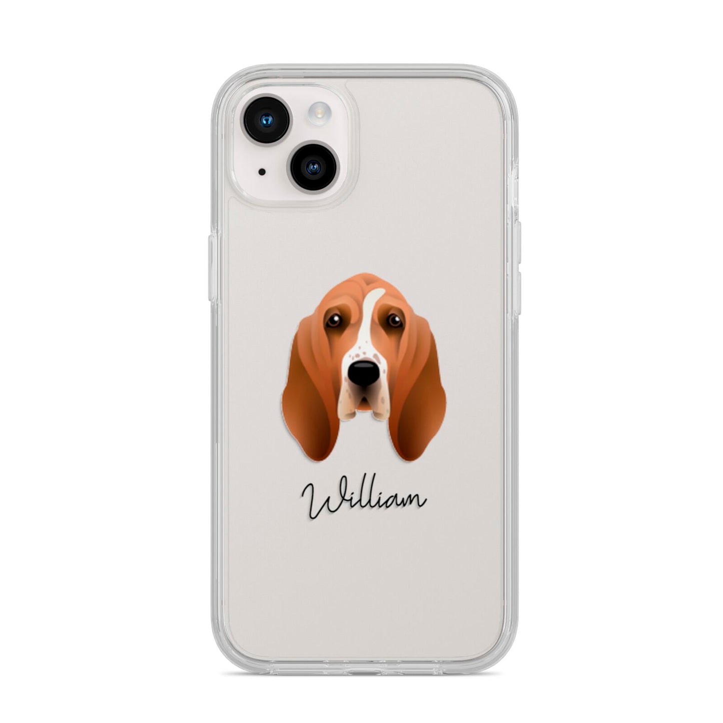 Basset Hound Personalised iPhone 14 Plus Clear Tough Case Starlight