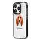Basset Hound Personalised iPhone 14 Pro Black Impact Case Side Angle on Silver phone