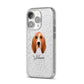 Basset Hound Personalised iPhone 14 Pro Glitter Tough Case Silver Angled Image