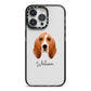 Basset Hound Personalised iPhone 14 Pro Max Black Impact Case on Silver phone