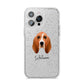 Basset Hound Personalised iPhone 14 Pro Max Glitter Tough Case Silver