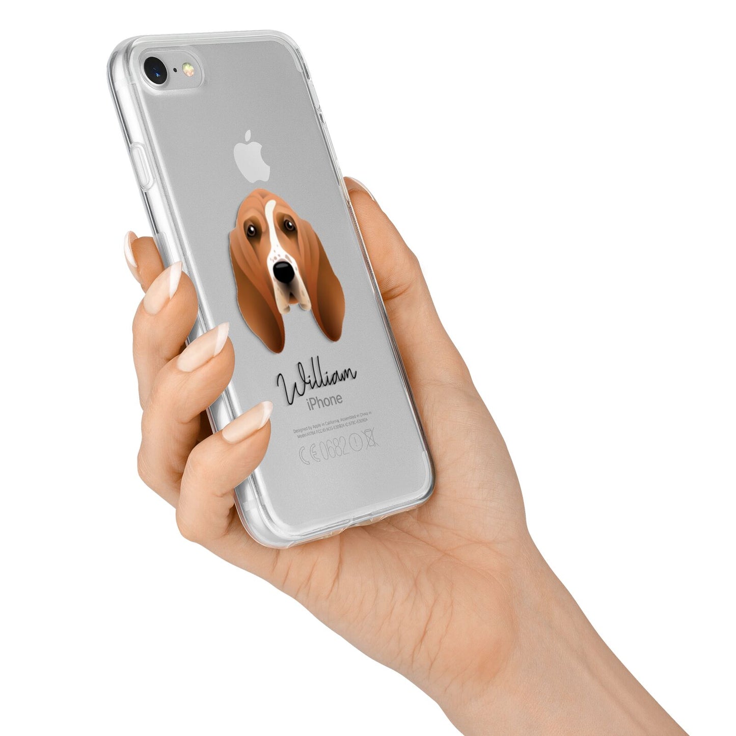 Basset Hound Personalised iPhone 7 Bumper Case on Silver iPhone Alternative Image