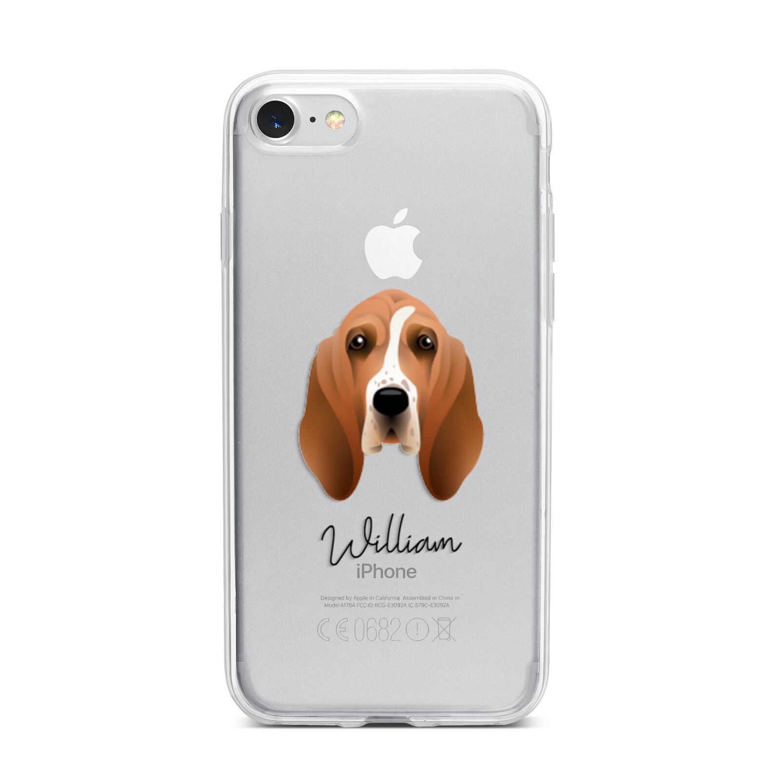 Basset Hound Personalised iPhone 7 Bumper Case on Silver iPhone