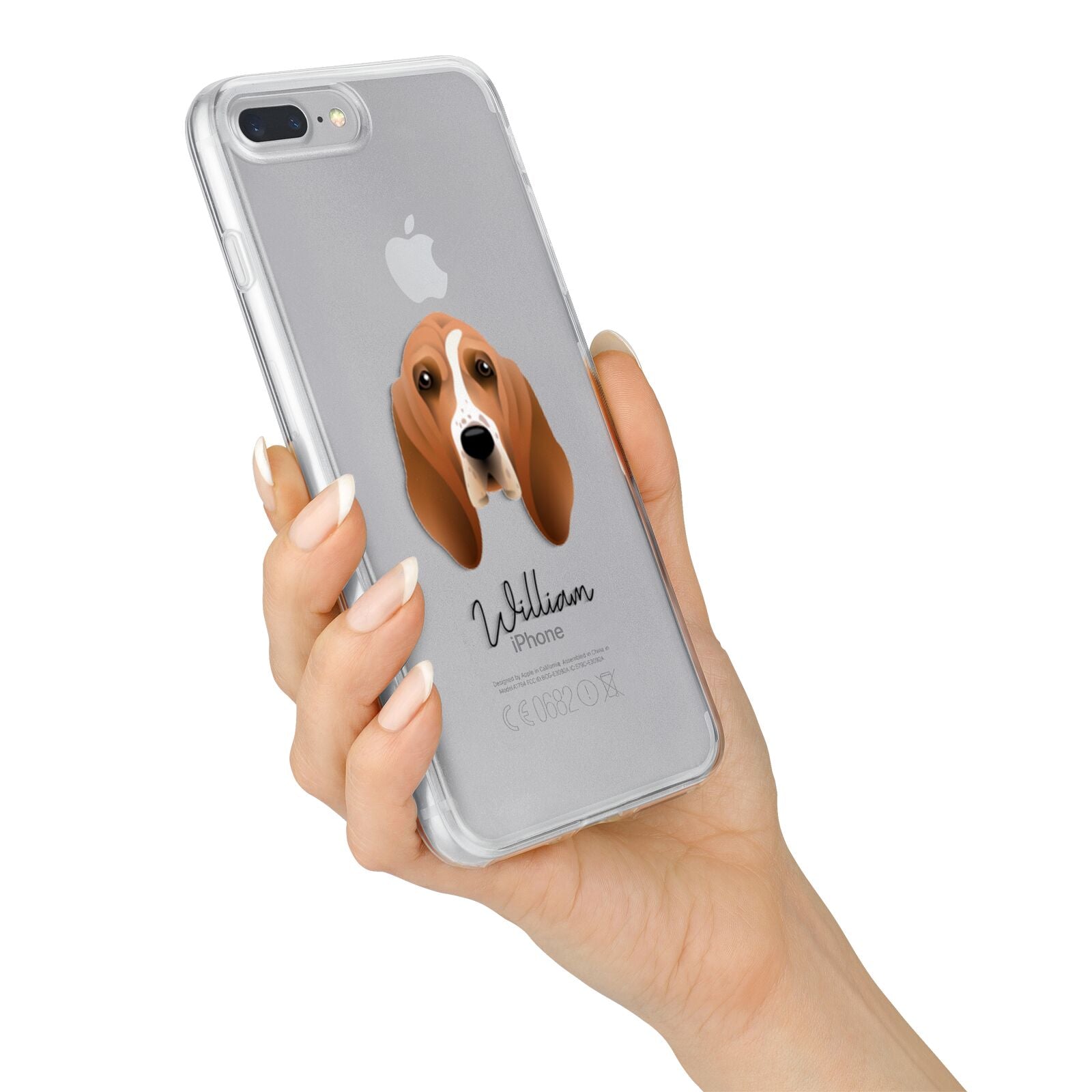 Basset Hound Personalised iPhone 7 Plus Bumper Case on Silver iPhone Alternative Image