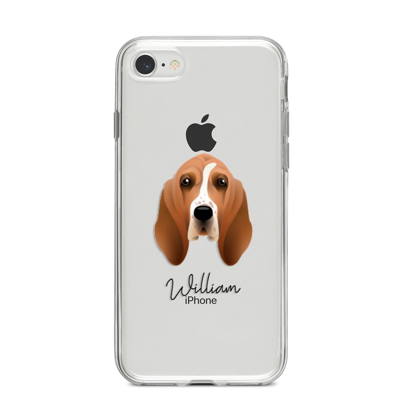 Basset Hound Personalised iPhone 8 Bumper Case on Silver iPhone