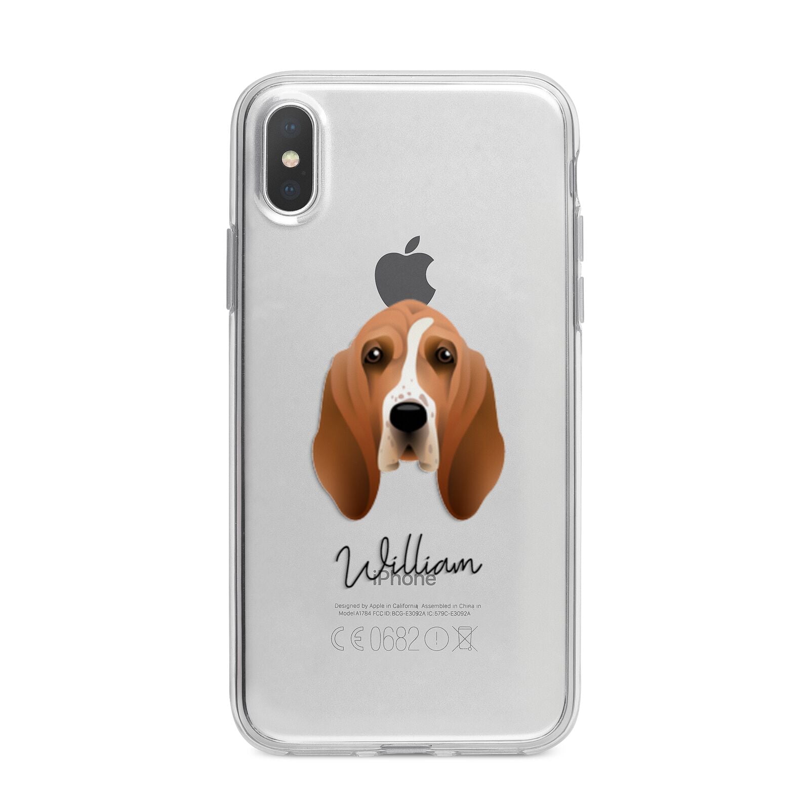 Basset Hound Personalised iPhone X Bumper Case on Silver iPhone Alternative Image 1