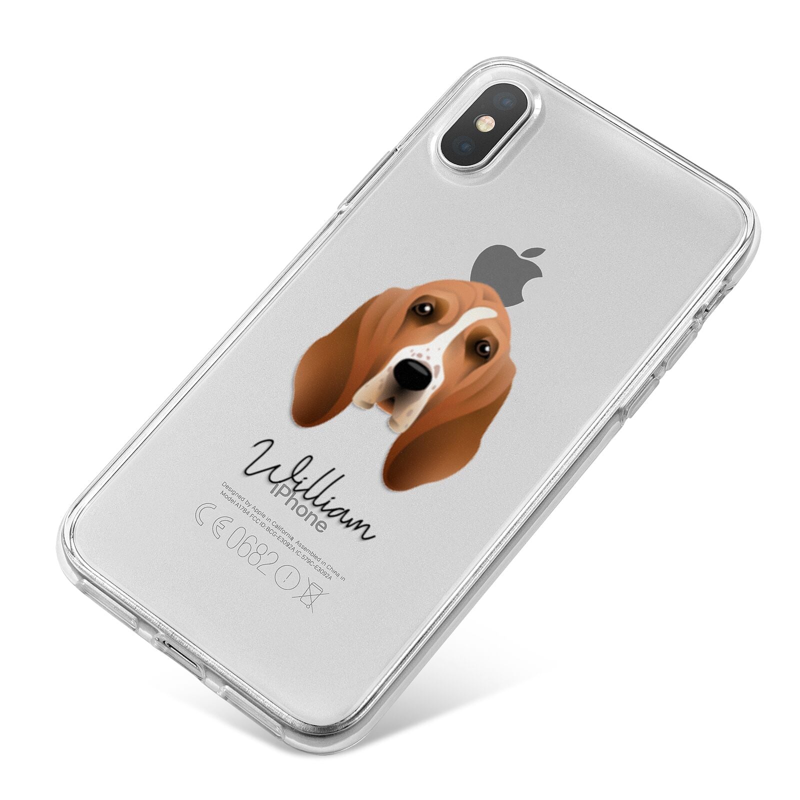 Basset Hound Personalised iPhone X Bumper Case on Silver iPhone