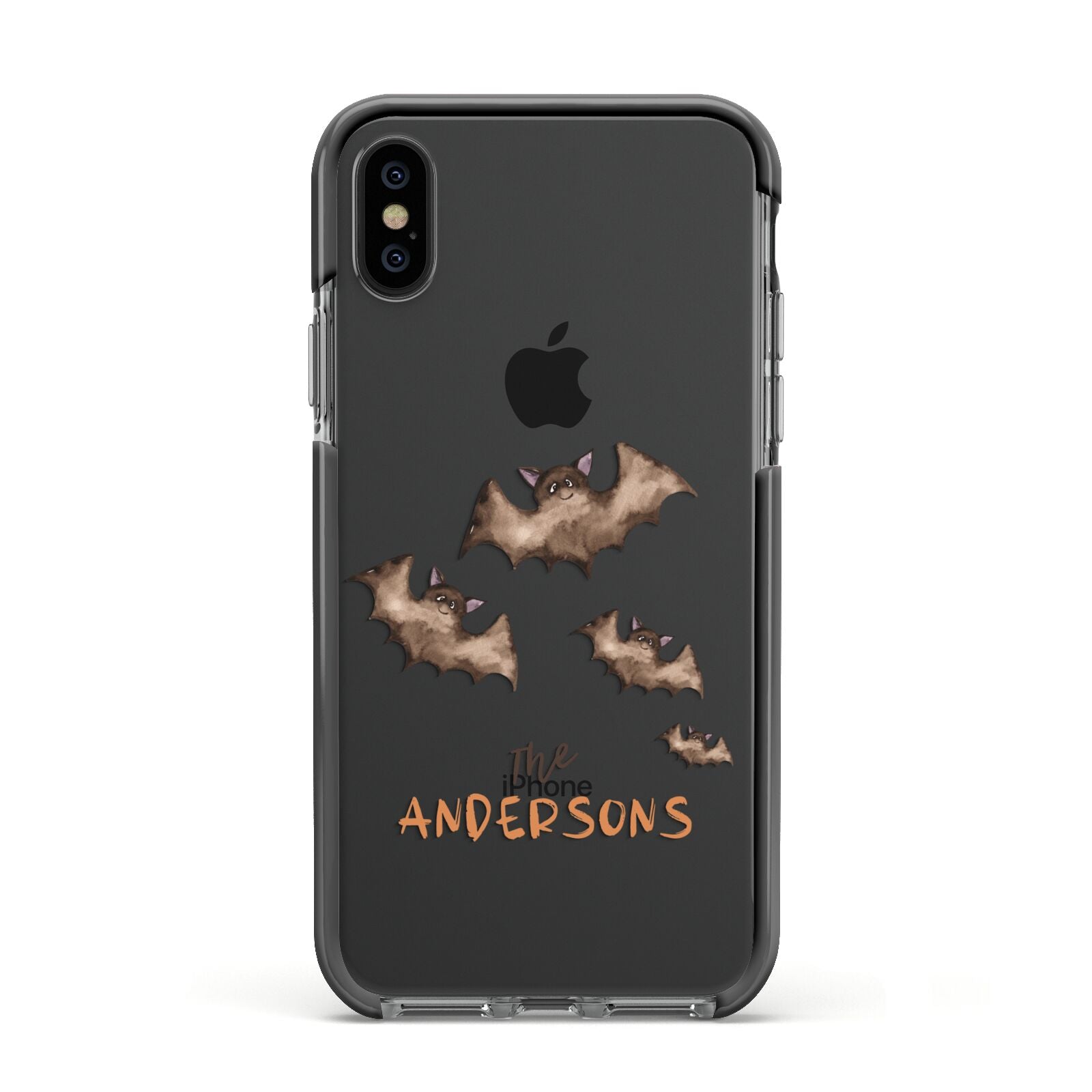 Bat Family Personalised Apple iPhone Xs Impact Case Black Edge on Black Phone