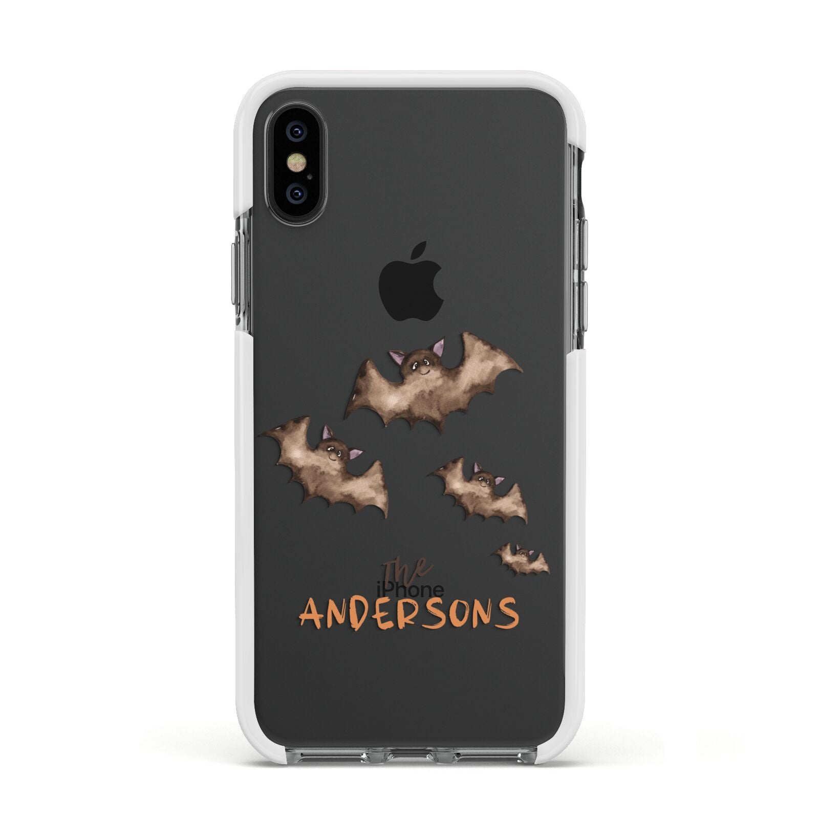 Bat Family Personalised Apple iPhone Xs Impact Case White Edge on Black Phone