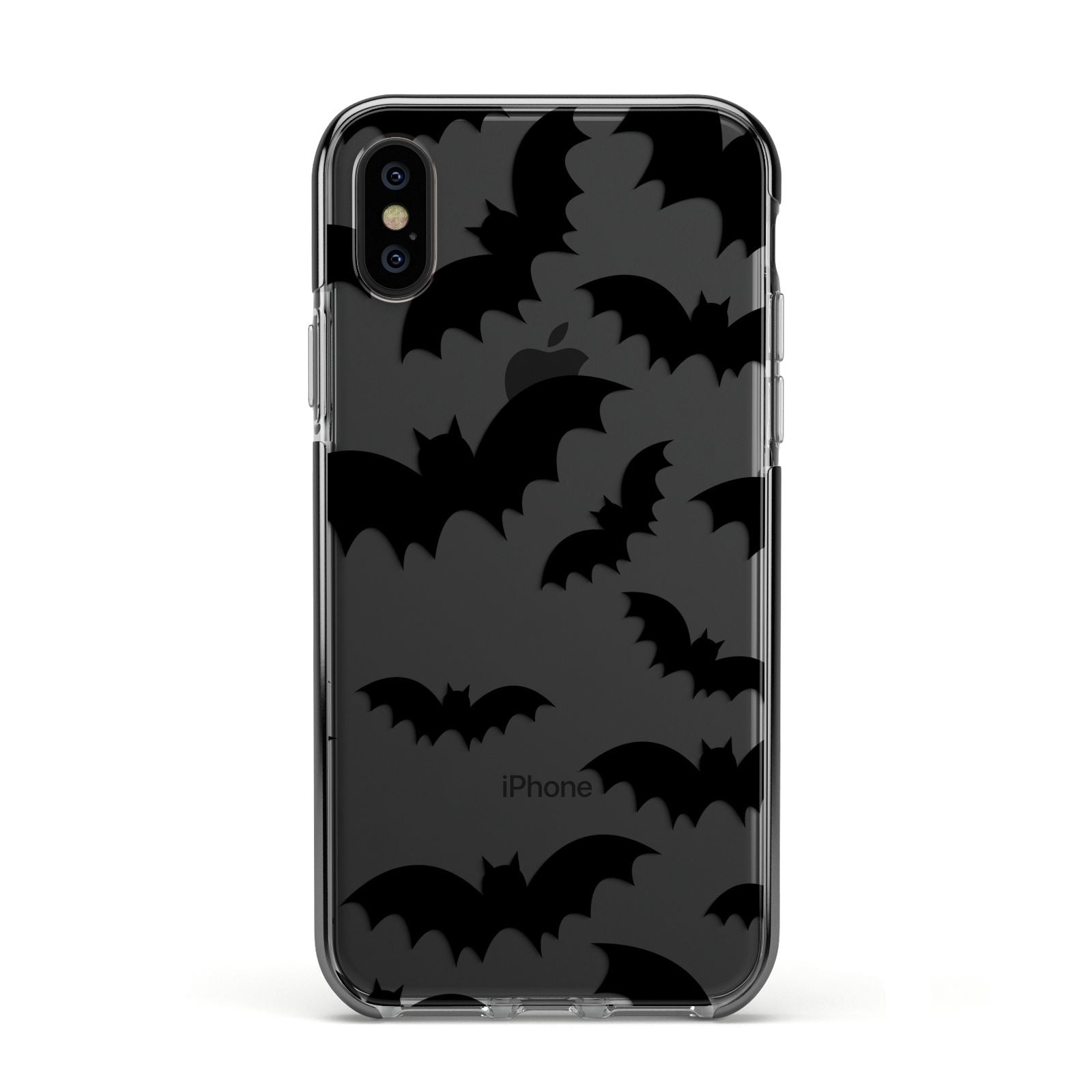 Bat Halloween Print Apple iPhone Xs Impact Case Black Edge on Black Phone