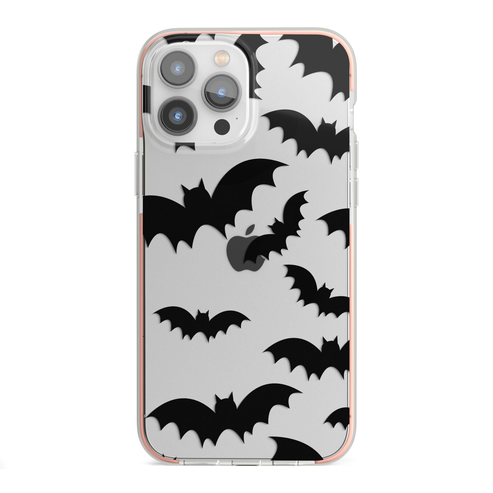 Bat Halloween Print iPhone 13 Pro Max TPU Impact Case with Pink Edges