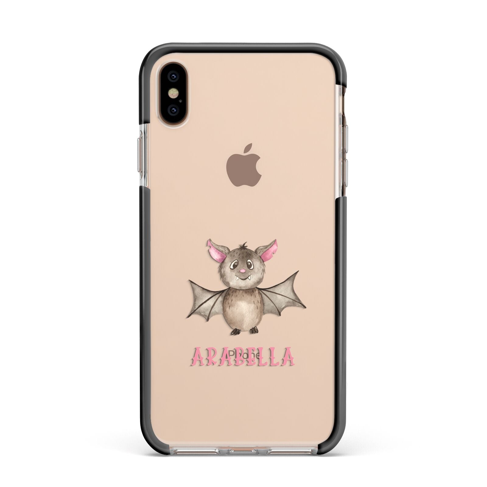 Bat Personalised Apple iPhone Xs Max Impact Case Black Edge on Gold Phone