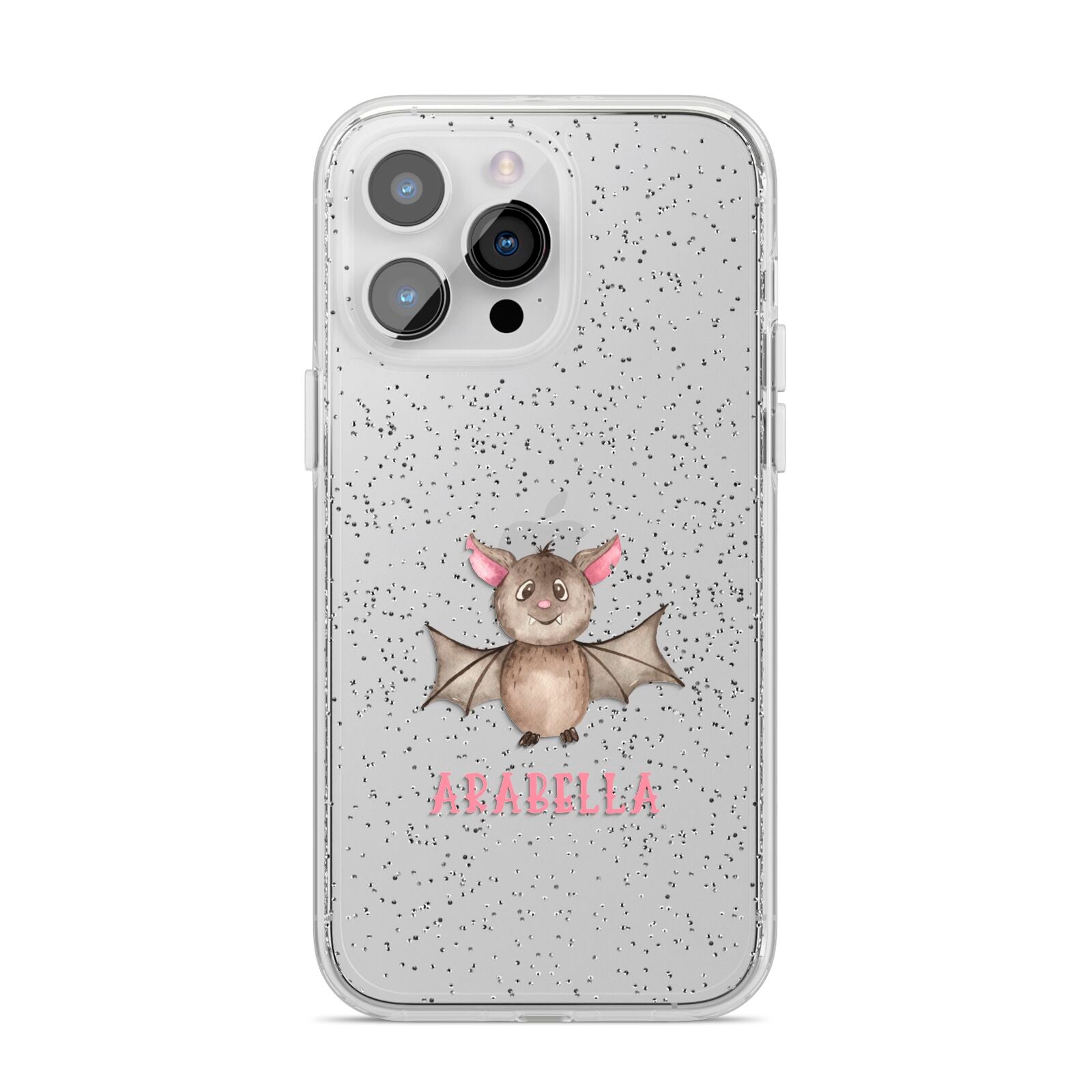 Bat Personalised iPhone 14 Pro Max Glitter Tough Case Silver