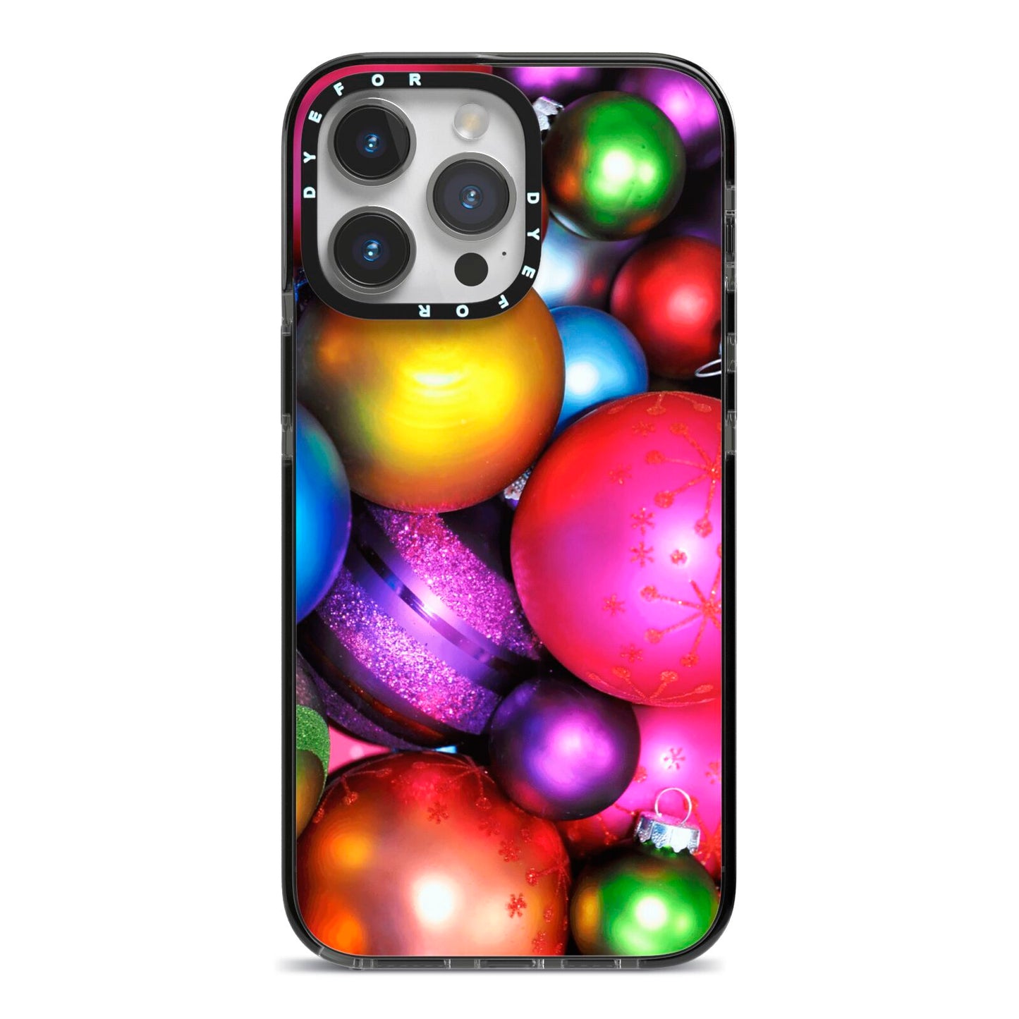 Bauble iPhone 14 Pro Max Black Impact Case on Silver phone