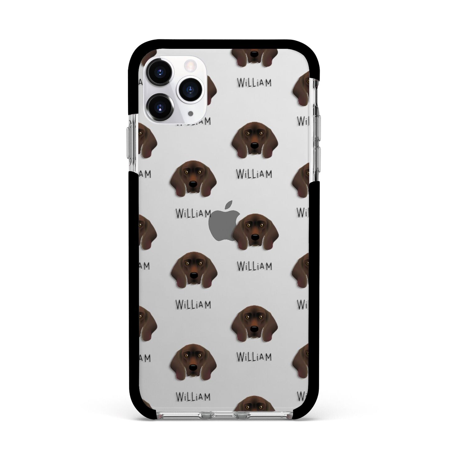 Bavarian Mountain Hound Icon with Name Apple iPhone 11 Pro Max in Silver with Black Impact Case