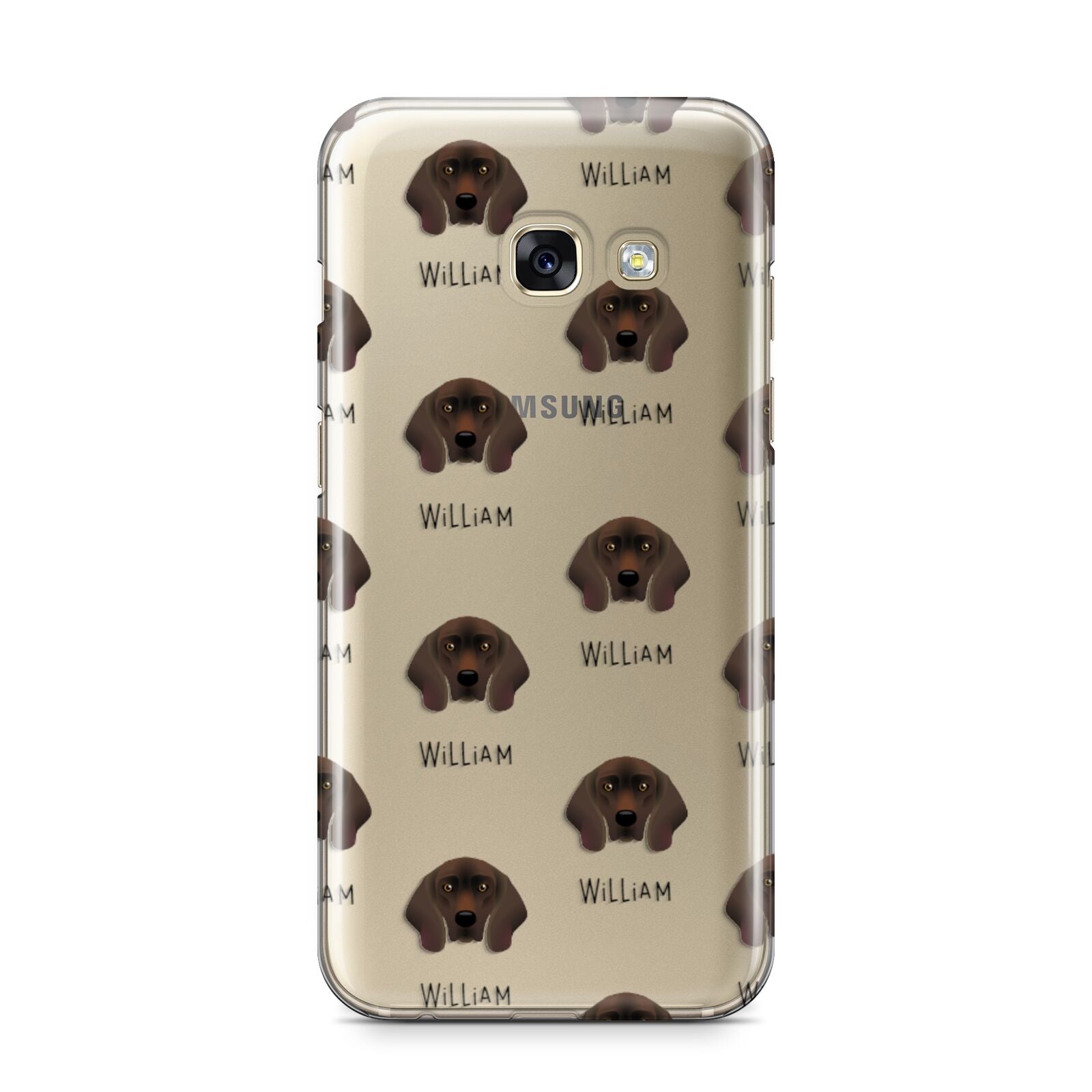 Bavarian Mountain Hound Icon with Name Samsung Galaxy A3 2017 Case on gold phone