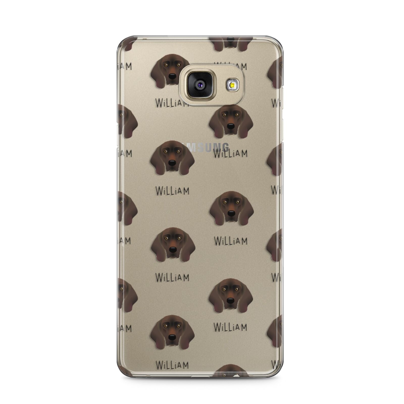 Bavarian Mountain Hound Icon with Name Samsung Galaxy A5 2016 Case on gold phone