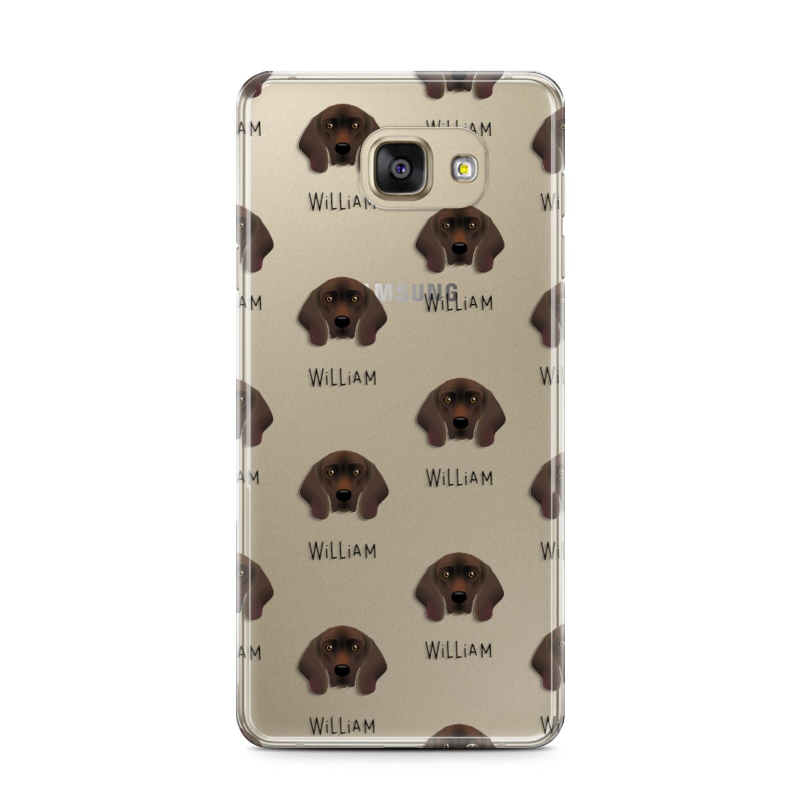 Bavarian Mountain Hound Icon with Name Samsung Galaxy A7 2016 Case on gold phone