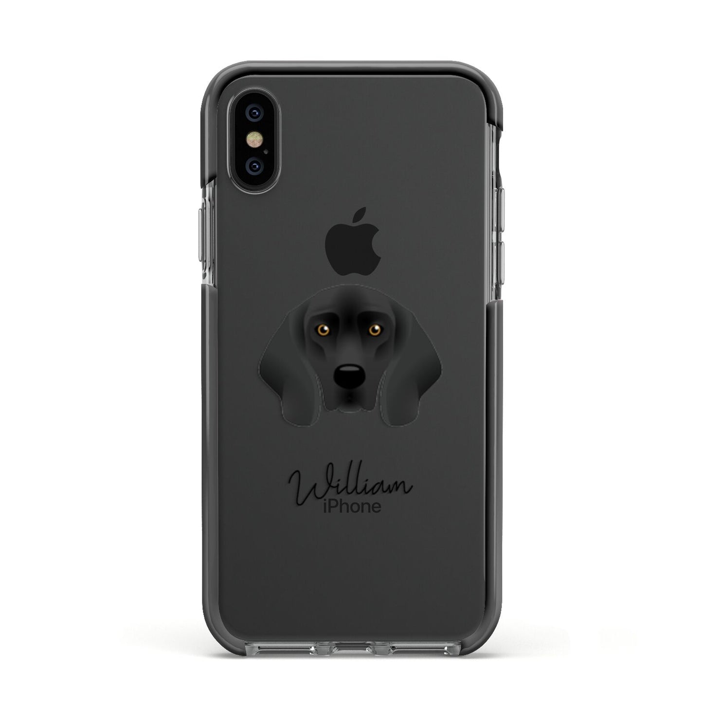 Bavarian Mountain Hound Personalised Apple iPhone Xs Impact Case Black Edge on Black Phone