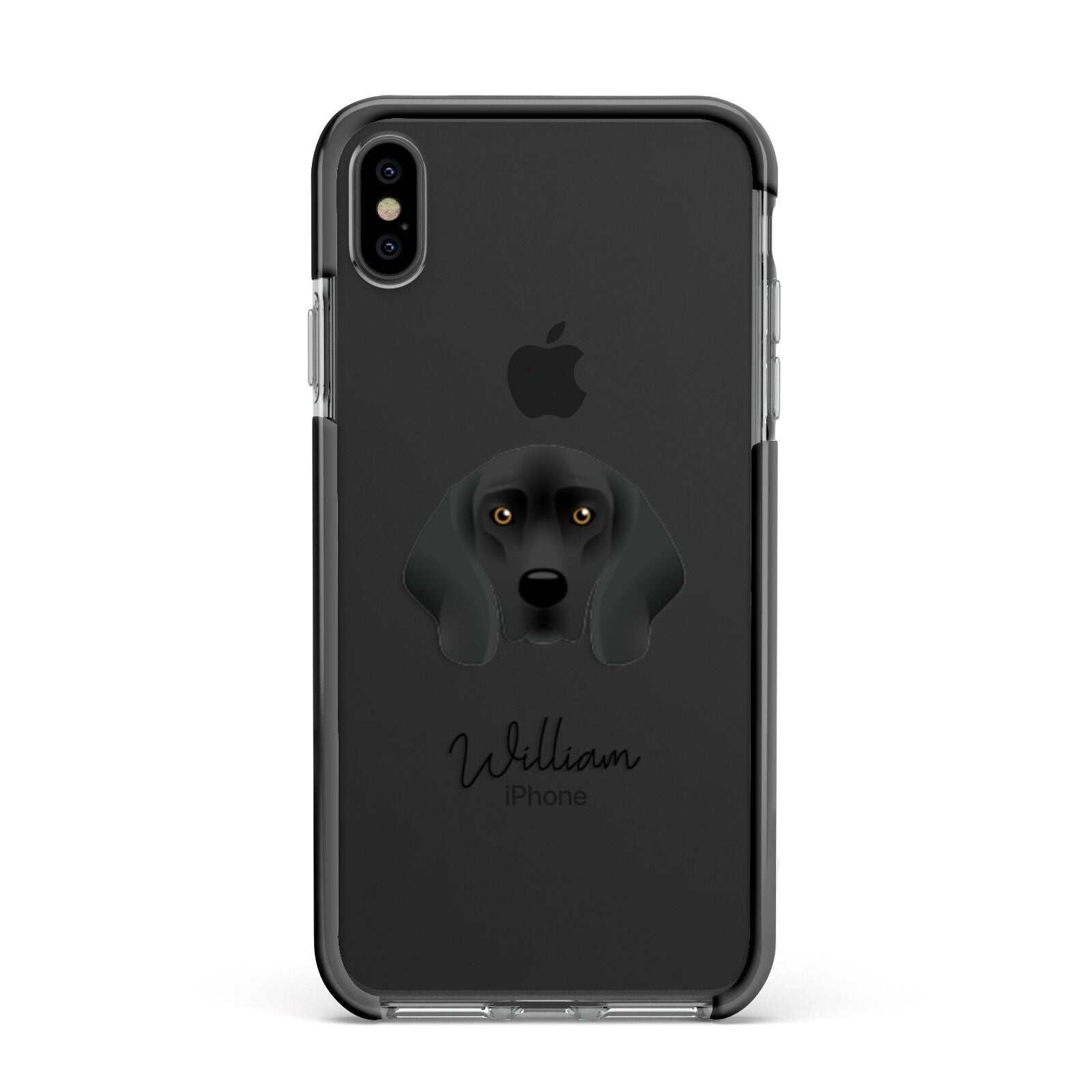 Bavarian Mountain Hound Personalised Apple iPhone Xs Max Impact Case Black Edge on Black Phone